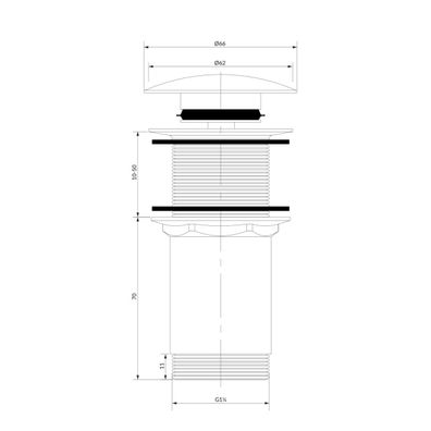 OMNIRES A716GR - Umývadlový výpust CLICK-CLACK pr. 6,6 cm kefovaný grafit