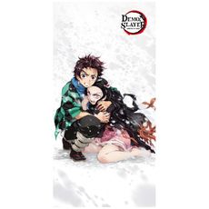 Plážová osuška Zabijak démonov - Demon Slayer - motív Tanjiro a Nezuko - 100% bavlna - 70 x 140 cm