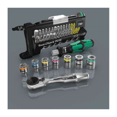 Wera 056491 1/4" Zyklop Tool-Check PLUS Imperial bity, nástrčné hlavice a račňa s držiakom 889/4/1 K (palcová sada 40 kusov)