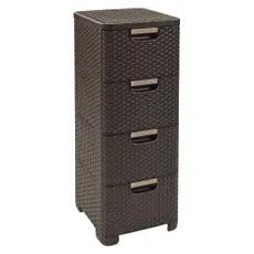 Tmavohnedá plastová vysoká kúpeľňová skrinka 33x79 cm Rattan – Curver