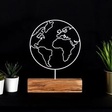 Hanah Home Kovová dekorácia World 30 cm biela