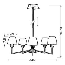 Luster na tyči TOGO 5xG9/40W/230V matný chróm/biela