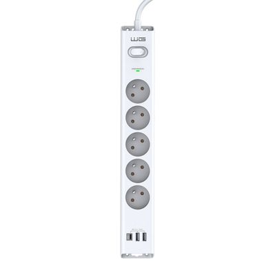 Winner Group - Prepätová ochrana 5 zásuviek + 2xUSB-A + 1xUSB-C biela