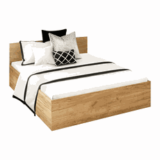 Posteľ s kovovým roštom a úložným priestorom, 160x200, dub craft zlatý, DOLI