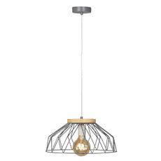 Visiaca lampa, sivá/prírodná, drevo/kov, TREX TYP 2
