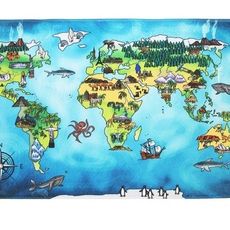 BO-MA Protišmykový kusový koberec World map - 110x160 cm