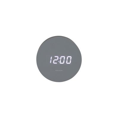 Karlsson 5981GY dizajnové LED hodiny s budíkom sivá, pr. 9 cm