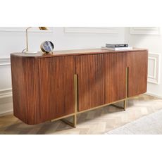 Estila Luxusný Art-deco príborník Gatsby z mangového dreva so zlatými nožičkami hnedý 160 cm