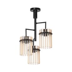 Luster na tyči 3xE27/60W/230V čierna/béžová
