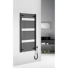 Aqualine - Kúpeľňový elektrický radiátor DIRECT-E 600W/230V 132 cm matná čierna