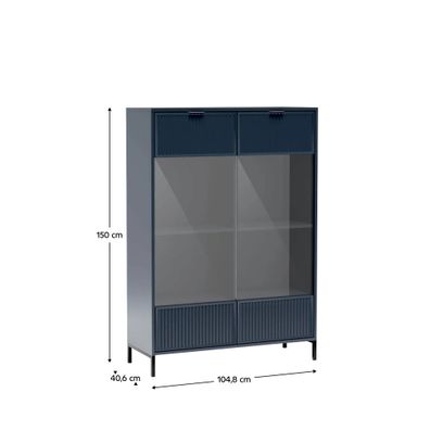 KONDELA Style LS 8 vitrína indigo modrá