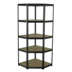Rohový policový regál, 5 polic - 1830 x 730 x 730 mm - AH017