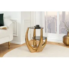 Príručný stolík LEVELS 50cm rám zlatý, doska z tvrdeného skla čierna