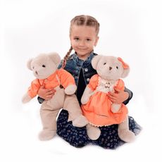 KONDELA Maden Girl Typ 1 plyšový medveď 45 cm smotanová / oranžová