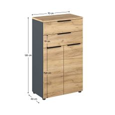 KONDELA Klaudius Typ 3 dvojdverová komoda so zásuvkami grafit / dub artisan