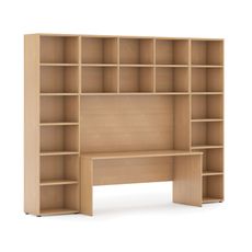 Zostavy knižníc INTEGRO so stolom, vyššie, 2950 x 700/400 x 2300 mm, buk