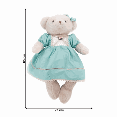 Plyšový medveď, smotanová/modrá, 65cm, MADEN GIRL TYP2