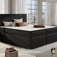 Posteľ Boxspring Boleria 200x180, čierna (koženka - bb 05)