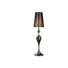 Estila Luxusná glamour jedinečná stojaca lampa Lucie Schwarz z kovu s lesklým čiernym povrchom a okrúhlym nylonovým tienidlom 160 cm