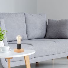 Čierna/v prírodnej farbe stolová lampa - LAMKUR