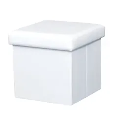 Skladací taburet, ekokoža biela, TELA NEW