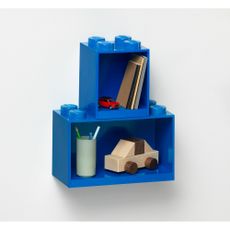 Súprava 2 detských modrých nástenných políc LEGO® Brick