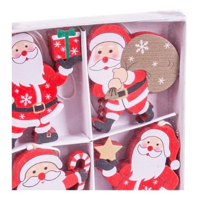 Drevené vianočné ozdoby v súprave 8 ks Santa Claus – Casa Selección