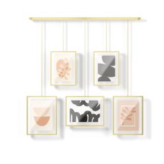 Kovové rámčeky na stenu v zlatej farbe v súprave 5 ks 70x80 cm Exhibit – Umbra