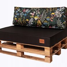 Golden Garden Paletové sedenie GG20 podsedák a vankúš 120cm x 80cm x 15cm Čierna s kvietkami