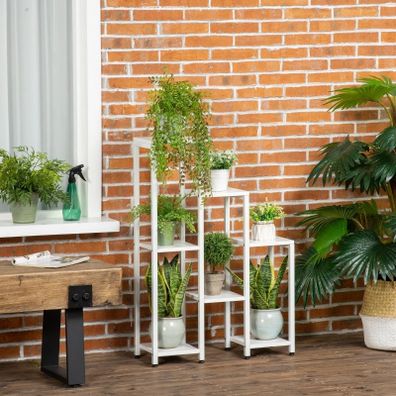 Oceľový stojan na kvety 65 x 23 x 94,5 cm | biela