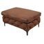 Estila Chesterfield obdĺžniková hnedá kožená čalúnená prešívaná taburetka Modern Barock s čiernymi kovovými matnými nožičkami 90 cm
