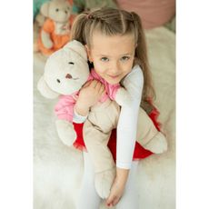 KONDELA Maden Boy Typ 1 plyšový medveď 45 cm smotanová / ružová