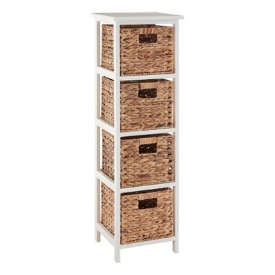 Biely/v prírodnej farbe kúpeľňový regál z masívu paulownie 32x100 cm Padstow – Premier Housewares