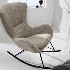 Hojdacie kreslo Scandinavia Swing šampanská plyšová látka
