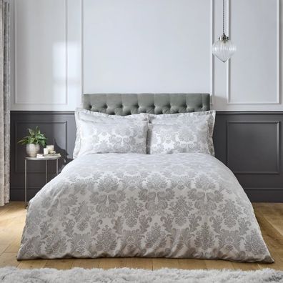 Sivé obliečky na dvojlôžko Catherine Lansfield Jacquard, 200 x 200 cm