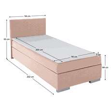 Boxspringová posteľ, jednolôžko, ružová, 90x200, univerzálna, ADARA