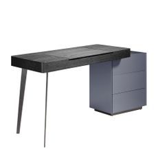 Estila Luxusný moderný toaletný stolík Forma Moderna s vrchnou doskou z exkluzívneho dreva wenge čierna modrá 155 cm