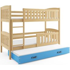 Poschodová posteľ s prístelkou KUBO 3 - 200x90cm Borovica - Modrá