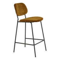 Zamatová barová stolička v horčicovej farbe 92 cm Emma - Light & Living