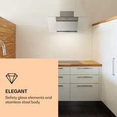 Klarstein Zola 90, digestor, 90 cm, nástenný, 635 m³/h, dotykové ovládanie, nehrdzavejúca oceľ, strieborný
