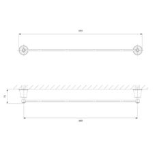 OMNIRES AL53216CR - Nástenný vešiak na uteráky ART LINE 65 cm lesklý chróm