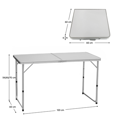 Skladací kempingový stôl, 120 cm, hliník/MDF, KEPI TYP 1