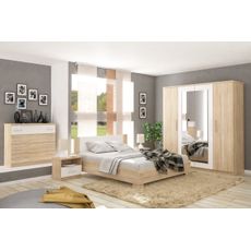 NABBI Mateo LB-180 manželská posteľ s roštom 180x200 cm dub sonoma / biela