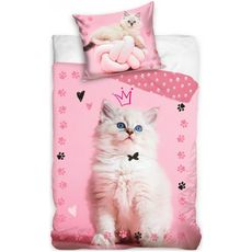 Bavlnené posteľné obliečky Mačička princezná - 100% bavlna Renforcé - 70 x 90 cm + 140 x 200 cm