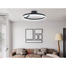 LED Stmievateľný prisadený luster LED/40W/230V 3000-6500K čierna + diaľkové ovládanie