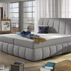 Posteľ Boxspring Vincenzia 200x180, sv. šedá (látka - bvi 06)