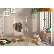 Detský vešiak z borovicového dreva v bielo-prírodnej farbe KIDDY - Vipack