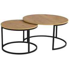 Ti'me SADA KONFERENČNÝCH STOLÍKOV, farba duba, kov, kompozitné drevo, 60-80/60-80/42-45 cm
