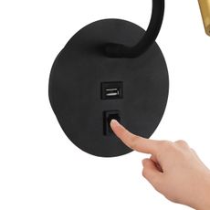 Brilagi -LED Flexibilná nástenná lampa s USB portom MAYA LED/3W/230V čierna/zlatá