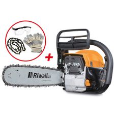 Riwall PRO RPCS 5140 SET reťazová píla s benzínovým motorom 49 cm3 + náhradná reťaz + rukavice + okuliare